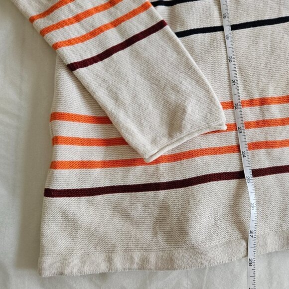 M&S Collection Sweater Womens XXL Beige Striped Reverse Knit LS Drawstings Boho - Picture 12 of 15